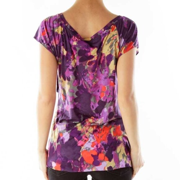 Banana Republic Orange Purple Print Top - Picture 3 of 3